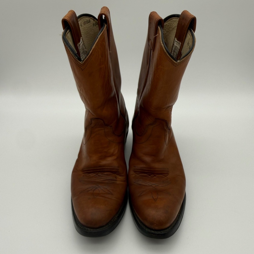 Vintage Olathe Cowboy Boots Men's 41 10048-2030Brown Leather Made in USA Western